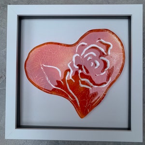 Framed Fused glass art - heart Mother’s Day, Anniversary, Valentine’s gift