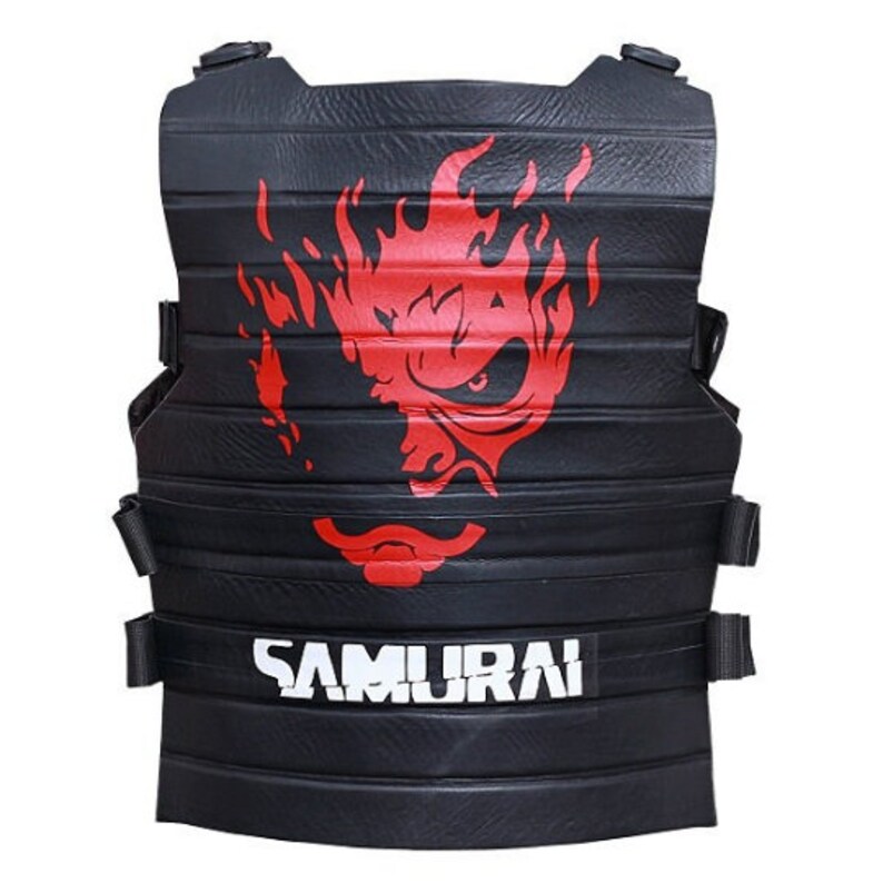Samurai Cyberpunk 2077 Leather Black Tactical Vest Genuine Etsy