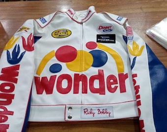 Women Ricky Bobby Wonder Bread Racing Leather Jacket | Halloween Costume