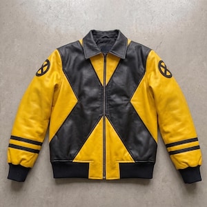 Handmade X-Men 97 Yellow Black Bomber Jacket, Wolverine Inspired Windbreaker, Unisex Comic Cosplay Jacket