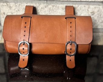 Handgenähte Ledertasche für den Fahrrad | Personalisierte Fahrradtasche