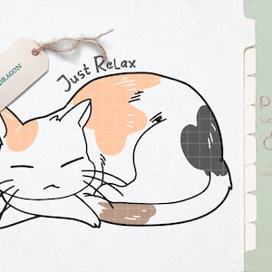 Just Relax Sleeping Cat PNG | Sleeping Kitty PNG | Sleeping Cat Sublimation | Sleeping Kitty Sublimation for Mug | kid's shirt design