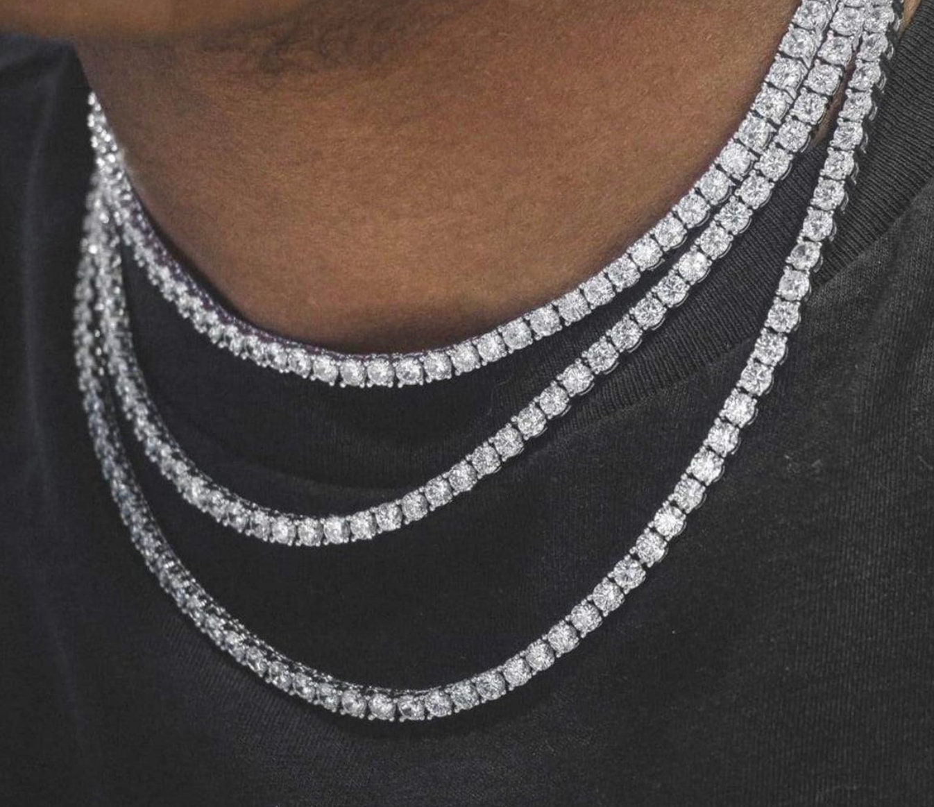 Tennis Halskette Kette mit Runde Zirkonia Runde geschnitten Etsy