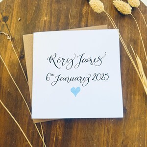 carte personnalisée nouveau-né | Carte Bienvenue dans le monde | Cadeaux pour nouveau-nés | Calligraphie moderne manuscrite | carte bébé garçon | Carte bébé fille