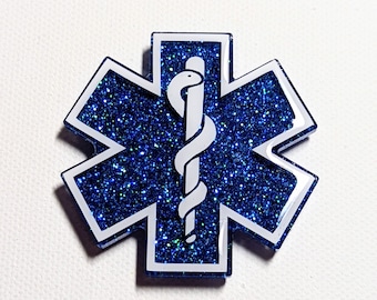 Star of life badge reel, EMT badge clip, paramedic gift, retractable badge holder, EMT gifts for her, EMT graduation gift, interchangeable