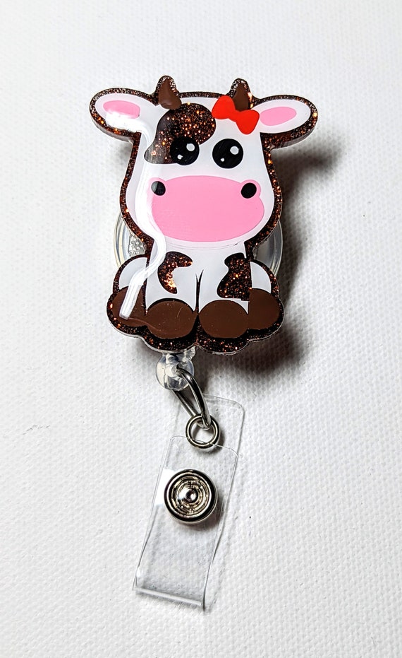 Cute Cow Badge Reel, Farm Badge Reel, Cute Retractable Badge Holder, Nurse Gifts for Her, Rn Badge Clip, Country Badge Reel, Western Badge