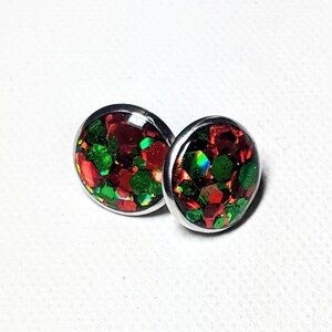 Red and green stud earrings, Christmas post earrings, stocking stuffers for teenage girl, Christmas gift for tweens, secret Santa gift