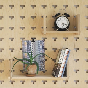 Regal mit Anschlägen, Stecktafel, Wandregal, Organizer, Sperrholz, Regal, Zubehör für Stecktafeln