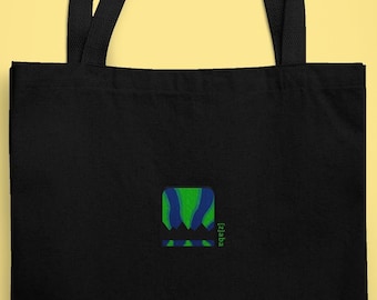 Embroidered Aurora Borealis Bag, Aurora Borealis Tote, Northern Lights Tote, Sustainable Tote, Minimalist Tote, Canvas Tote, Embroidered Bag