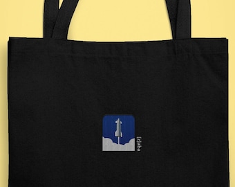 Embroidered Starship Tote Bag, Spacex Starship, Rocket Tote, Embroidered Tote, Sustainable Tote, Minimalist Tote, Canvas Tote, Space Lover