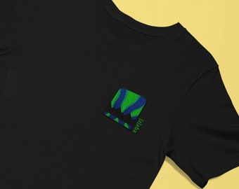 Camiseta bordada Aurora Borealis, Camiseta Northern Lights, Noruega Islandia T-Shirt, Camiseta ecológica, Camiseta de algodón, Camiseta Streetwear