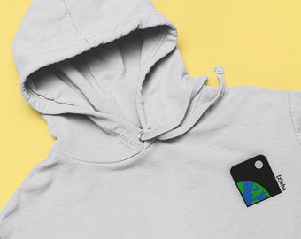 Embroidered Earth Hoodie, Space Hoodie, Embroidered Hoodie, Space Lover Hoodie, Graphic Hoodie, Minimalist Hoodie, Streetwear Hoodie, Unisex