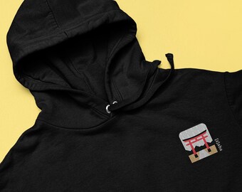 Embroidered Torii Gate Hoodie, Japanese Gate Hoodie, Japanese Design Hoodie, Embroidered Hoodie, Streetwear Hoodie, Graphic Hoodie