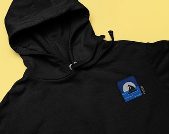 Embroidered Sail boat Hoodie, Sailboat Hoodie, Embroidered Hoodie, Streetwear Hoodie, Graphic Hoodie, Minimalist Hoodie, Sailing Hoodie