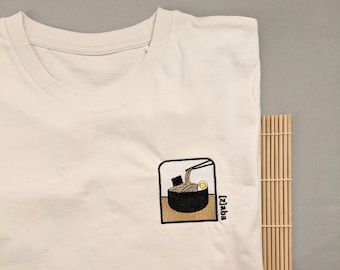 Embroidered Ramen T-Shirt, Noodles T-Shirt, Foodie T-Shirt, Food T-Shirt, Ramen Lover T-Shirt, Noodles Lover T-Shirt, Eco-Friendly T-Shirt