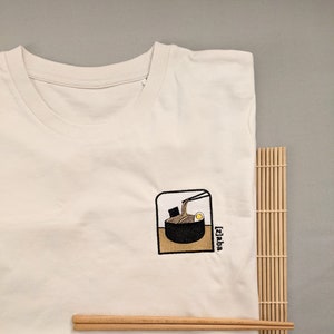 Embroidered Ramen T-Shirt, Noodles T-Shirt, Foodie T-Shirt, Food T-Shirt, Ramen Lover T-Shirt, Noodles Lover T-Shirt, Eco-Friendly T-Shirt