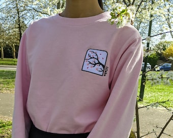 【全品送料無料】 Embroidered Sweatshirt Sakura Jumper, Blossom Cherry ヴァイスシュヴァルツ