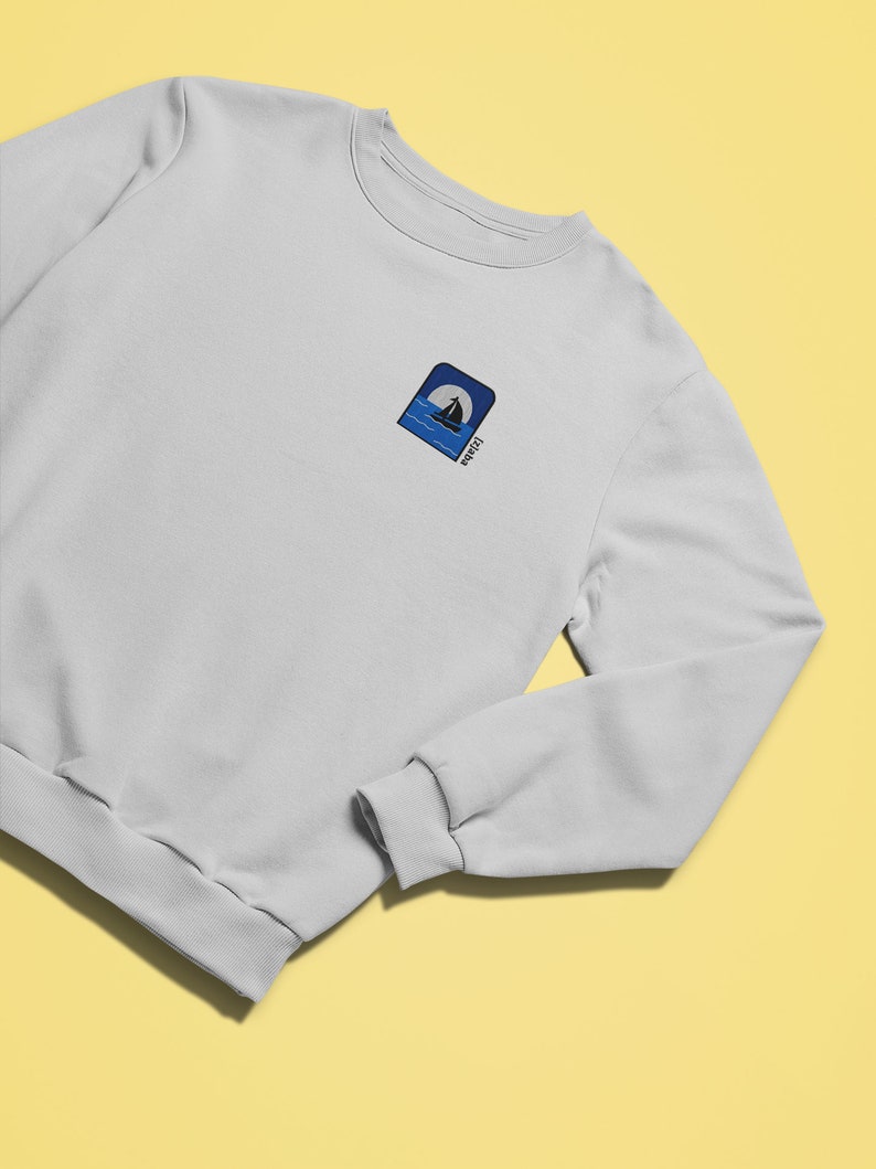 Embroidered Sail boat Sweatshirt, Sailboat Sweatshirt, Embroidered Sweatshirt, Streetwear Sweatshirt, Graphic Sweatshirt, Sailing Lover Ash grey