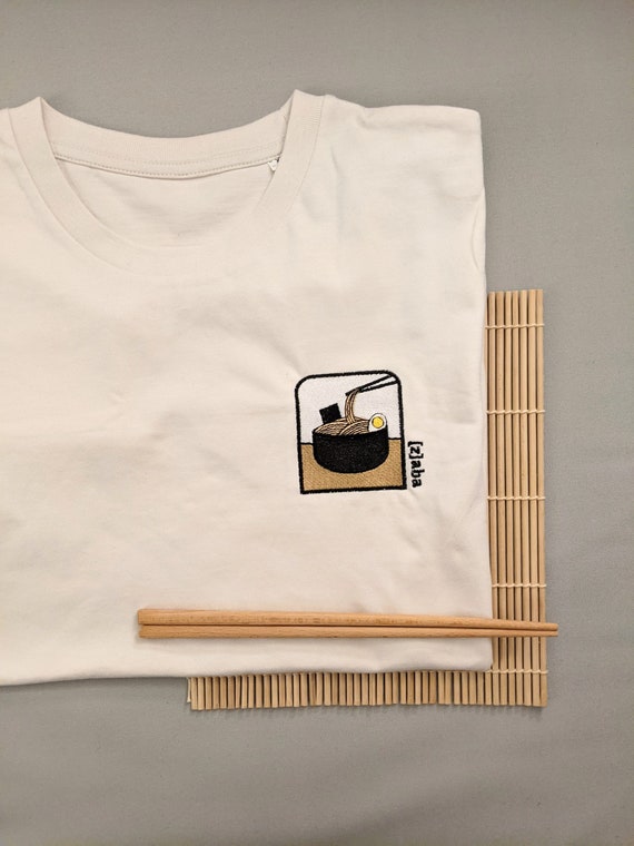 Embroidered Ramen T-Shirt, Noodles T-Shirt, Foodie T-Shirt, Food T-Shirt, Ramen Lover T-Shirt, Noodles Lover T-Shirt, Eco-Friendly T-Shirt