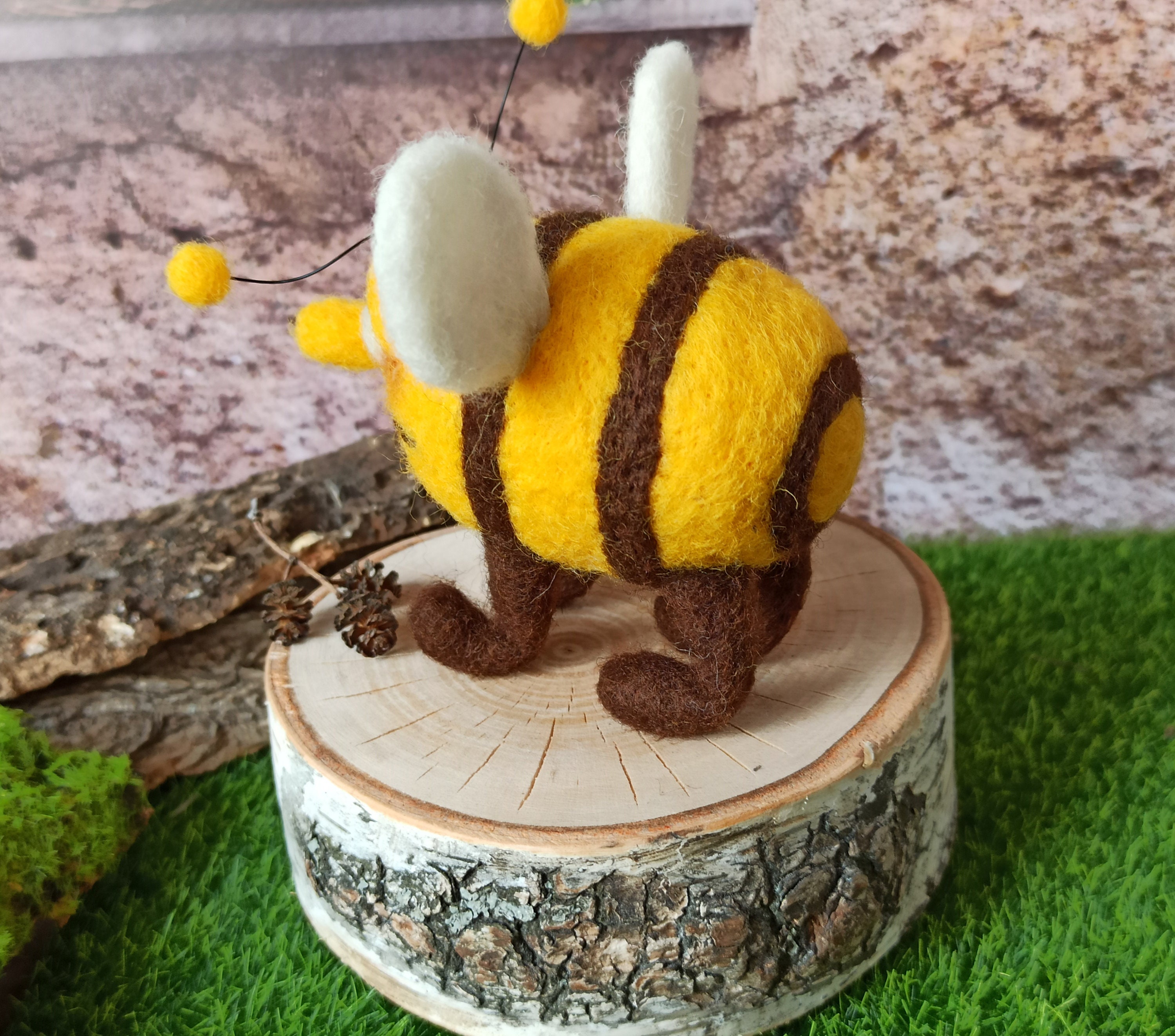 Needle felted bee Wool insects Honey bee ornament Funny Etsy