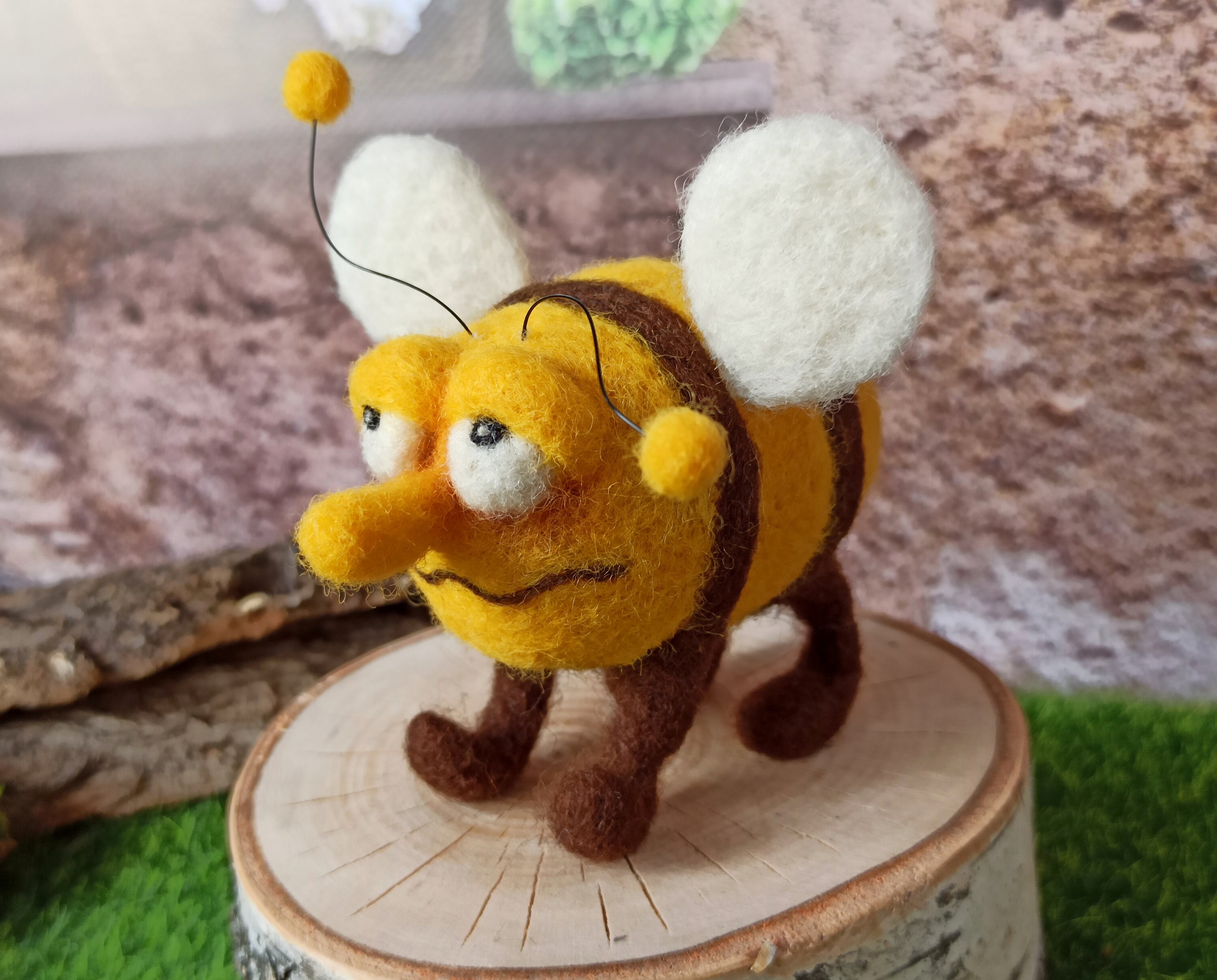Needle felted bee Wool insects Honey bee ornament Funny Etsy