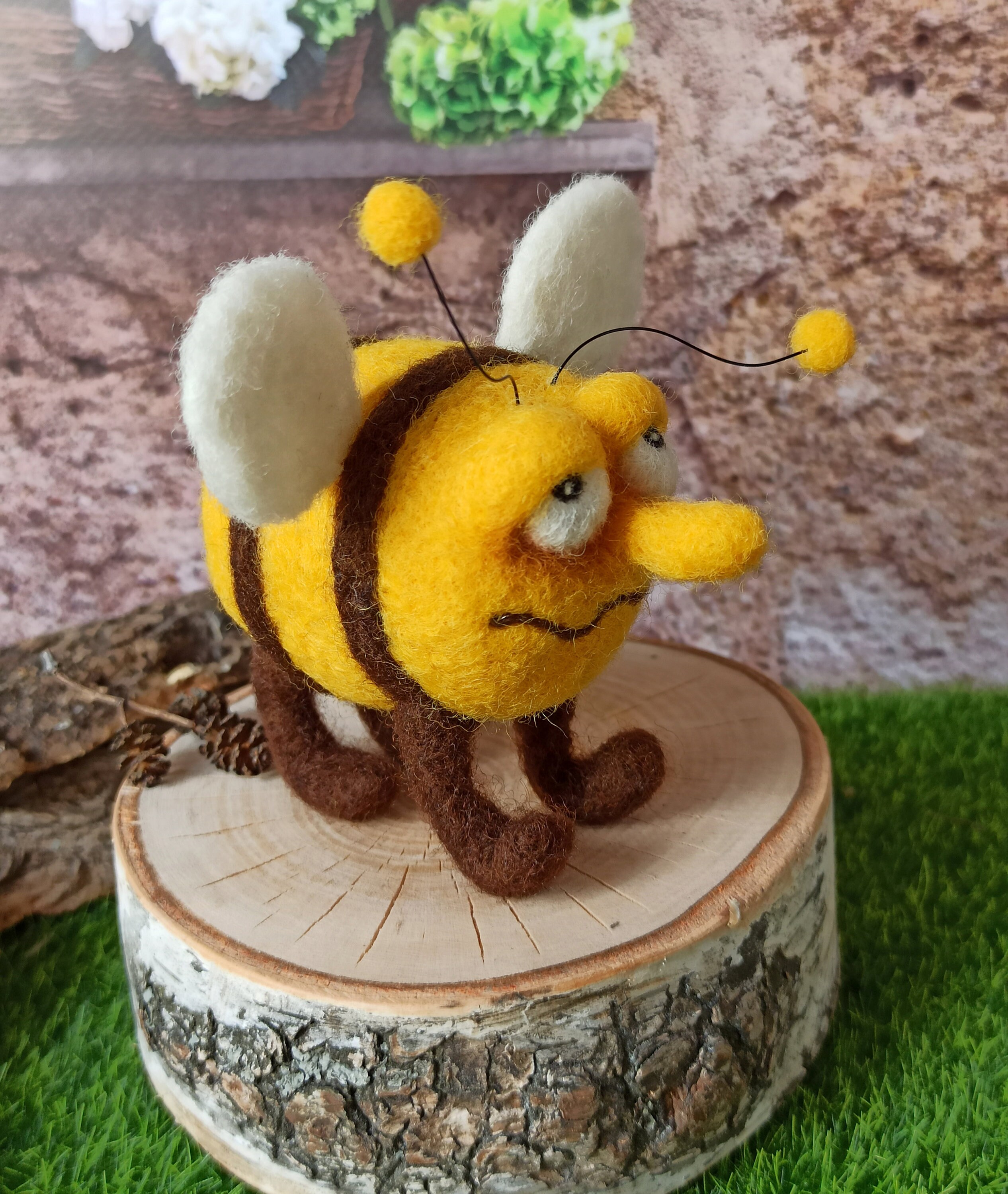 Needle felted bee Wool insects Honey bee ornament Funny Etsy
