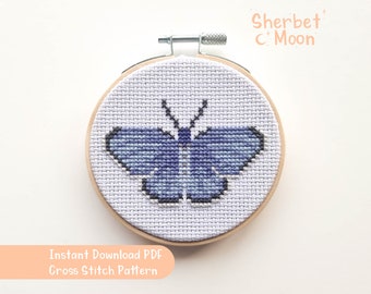 Blue Butterfly Cross Stitch Pattern: Mini Butterfly Chart (PDF Download)