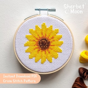 Sunflower Cross Stitch Pattern, Downloadable PDF Sunflower Cross Stitch Pattern, Sunflower Cross Stitch Pattern, Flower Cross Stitch Chart