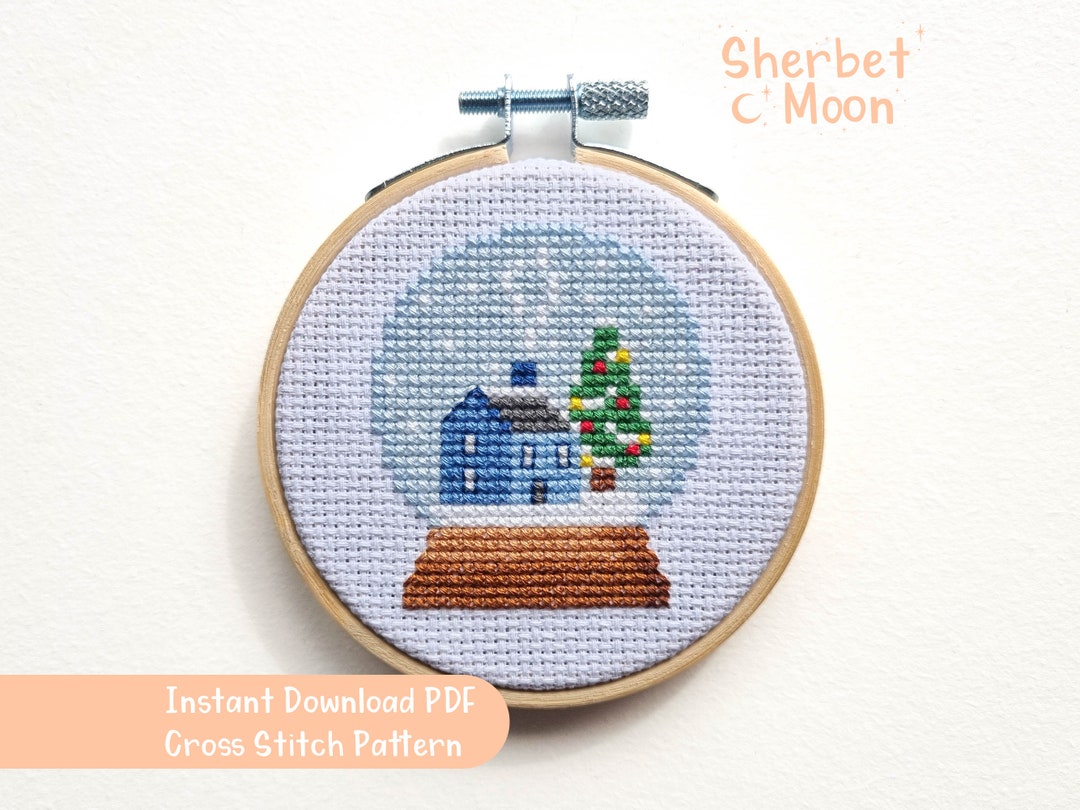 Snow Globe Christmas Cross Stitch Pattern (downloadable PDF) - Etsy