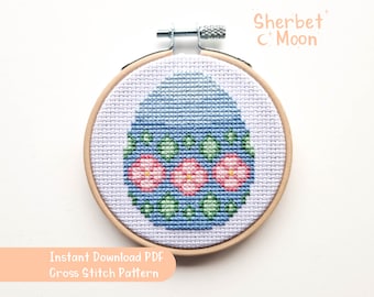 Floral Easter Egg Cross Stitch Pattern: Modern Embroidery (PDF Pattern ...
