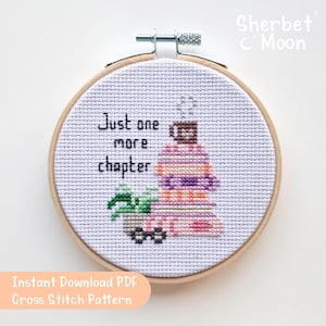Book Stack and Coffee Cross Stitch Pattern, Downloadable PDF Book Lover Cross Stitch Pattern, Book Cross Stitch Pattern, Cross Stitch Chart