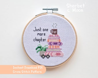 Book Stack Coffee Cross Stitch Pattern: Book Lover Gift (Downloadable PDF)