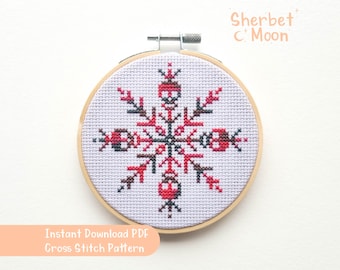 Skull Snowflake Cross Stitch Pattern: Gothic Christmas Design (PDF Pattern)