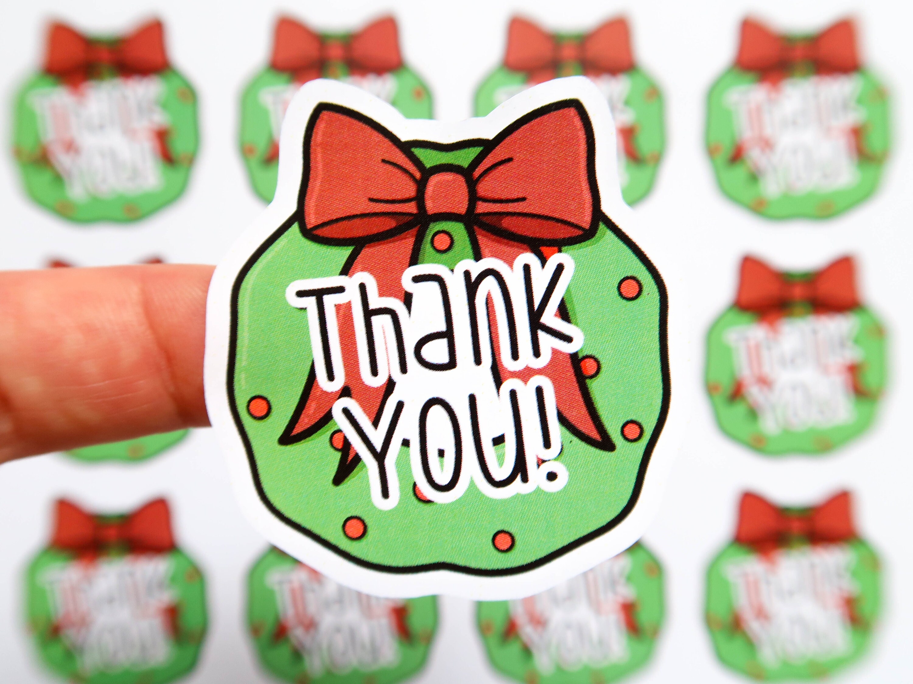 Christmas Wreath Thank You Stickers Business Packaging | Etsy