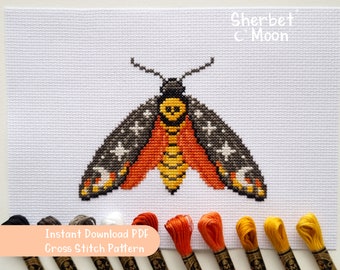 Death's Head Hawk Moth Cross Stitch Pattern: Gothic Moth Chart (PDF)