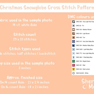 Snow Globe Christmas Cross Stitch Pattern (downloadable PDF) - Etsy