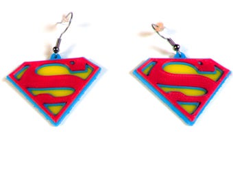 Superhero Shield Earrings | 3D Printed Geeky Jewelry | Comic Book Fan Gift | Lightweight Cosplay Accessories | Patriotic Hero Dangles
