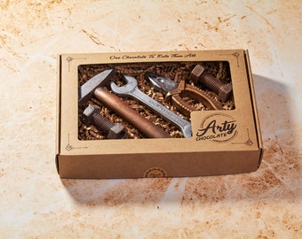 Chocolate artesanal hecho a mano, Caja de regalo de chocolate, Regalo único, Regalo personalizado, Regalo para el día del padre, Set de reparación-regalo de Navidad Chocolate