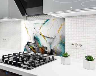 Kitchen Decor / Kitchen Backsplash / Chopping Board / Tempered Glass Backsplash Design /  Kitchen Wall Decor / Abstract Kitchen Decor