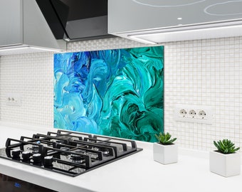 Kitchen Decor / Kitchen Backsplash / Chopping Board / Tempered Glass Backsplash Design /  Kitchen Wall Decor / Abstract Kitchen Decor