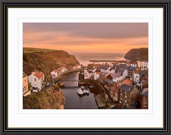 Staithes Harbour Sunrise Art Print – North Yorkshire Coastal Village