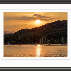 Ambleside Marina, Windermere, Lake District - Wall Art, Anniversary Birthday Poster Print Gift