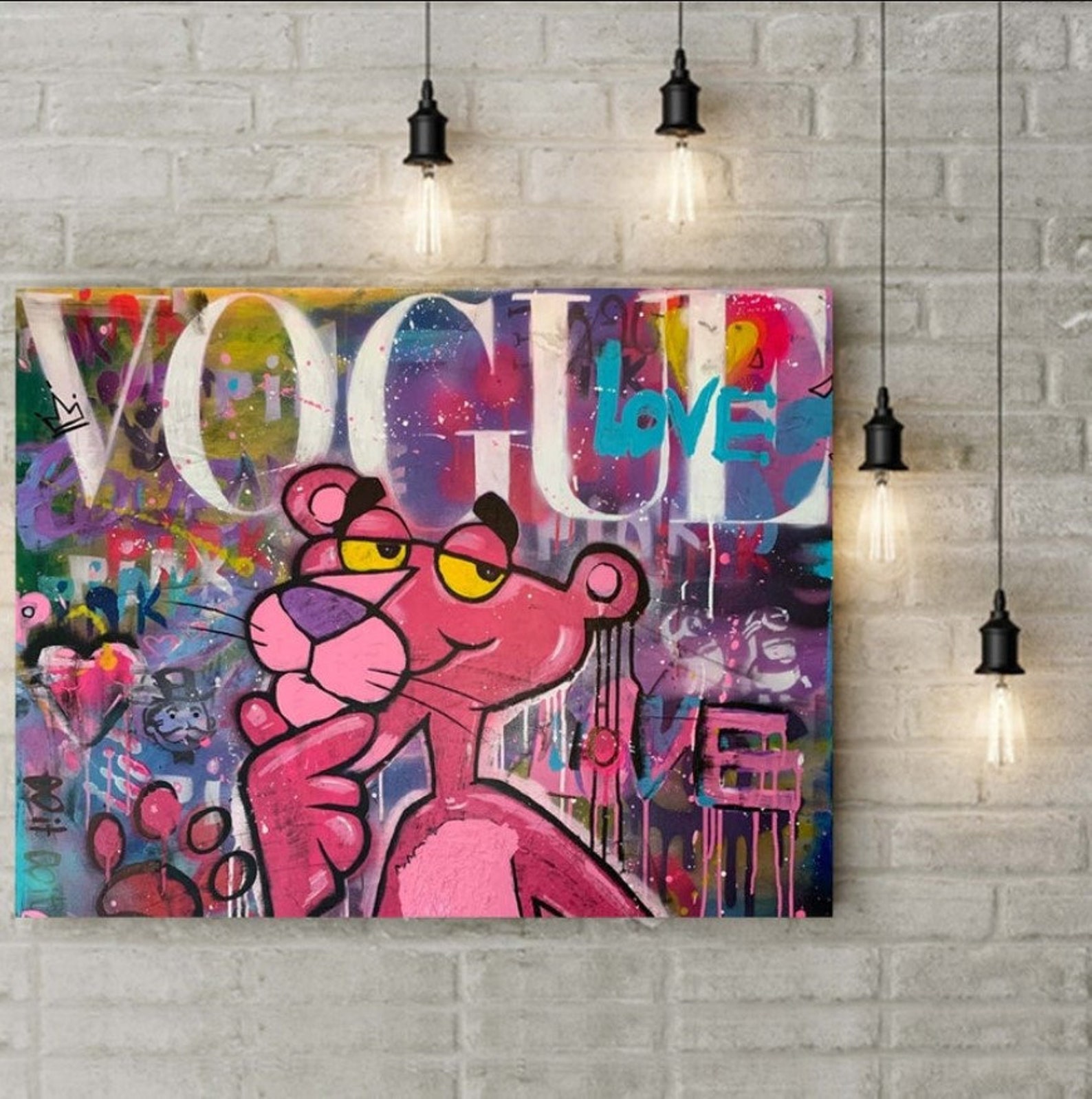 Pink Panther Vogue Canvas Pink Panther Pop Art Vogue Panther Etsy