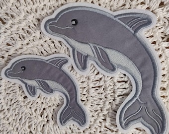 Große Delfin Applikation|  Stickapplikation Delfin | Delfine | Bügelbild Delfin XXL