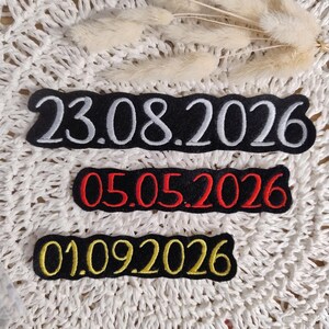 Bügelbild Datum |Applikation Einschulung |Aufnäher Datum  |Schulkind Einschulung |auf schwarzem Filz| Schrift2S
