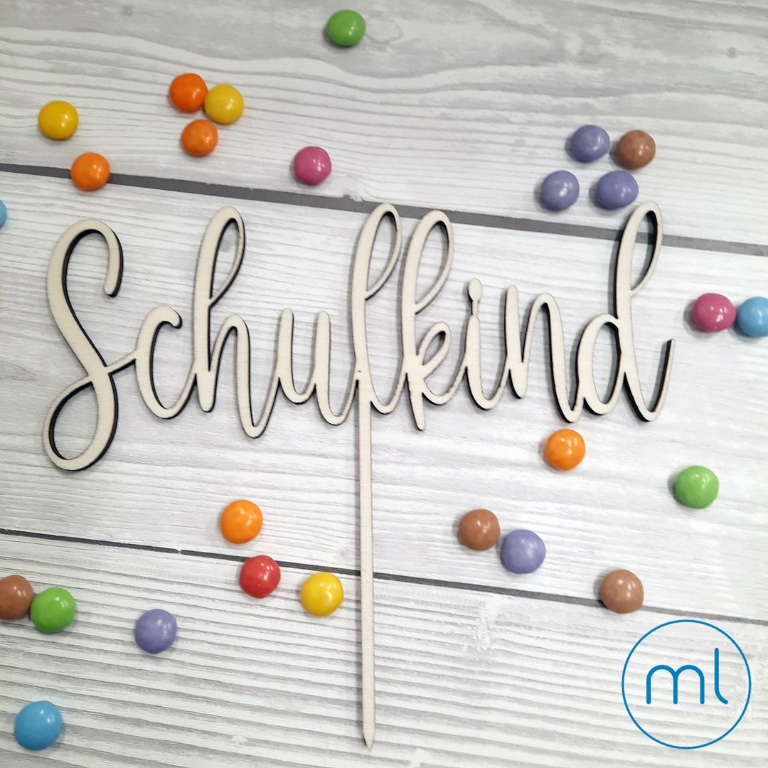 ENLACE Einschulungs-Cake-Topper Aus Holz – 3-teilig, Mit \"Endlich Schulkind\", Für Jungen & Mädchen