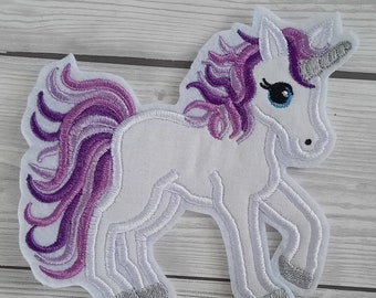 Applikation Aufnäher Einhorn XL  lila