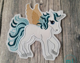 Applikation  Einhorn | Applikation Pegasus | Glitzer Flügel |