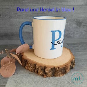 Tasse PAPA DAD OPA Rand und Henkel in blauTasse personalisiert Tasse mit Wunschname Tasse Opa Papa Tasse mit Namen Farbwahl Bild 2