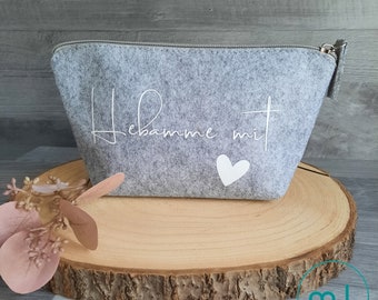 Kosmetiktasche personalisiert| Hebamme mit Herz| Filztasche personalisiert | Geschenk Muttertag |MOM | OMA | MAMA |